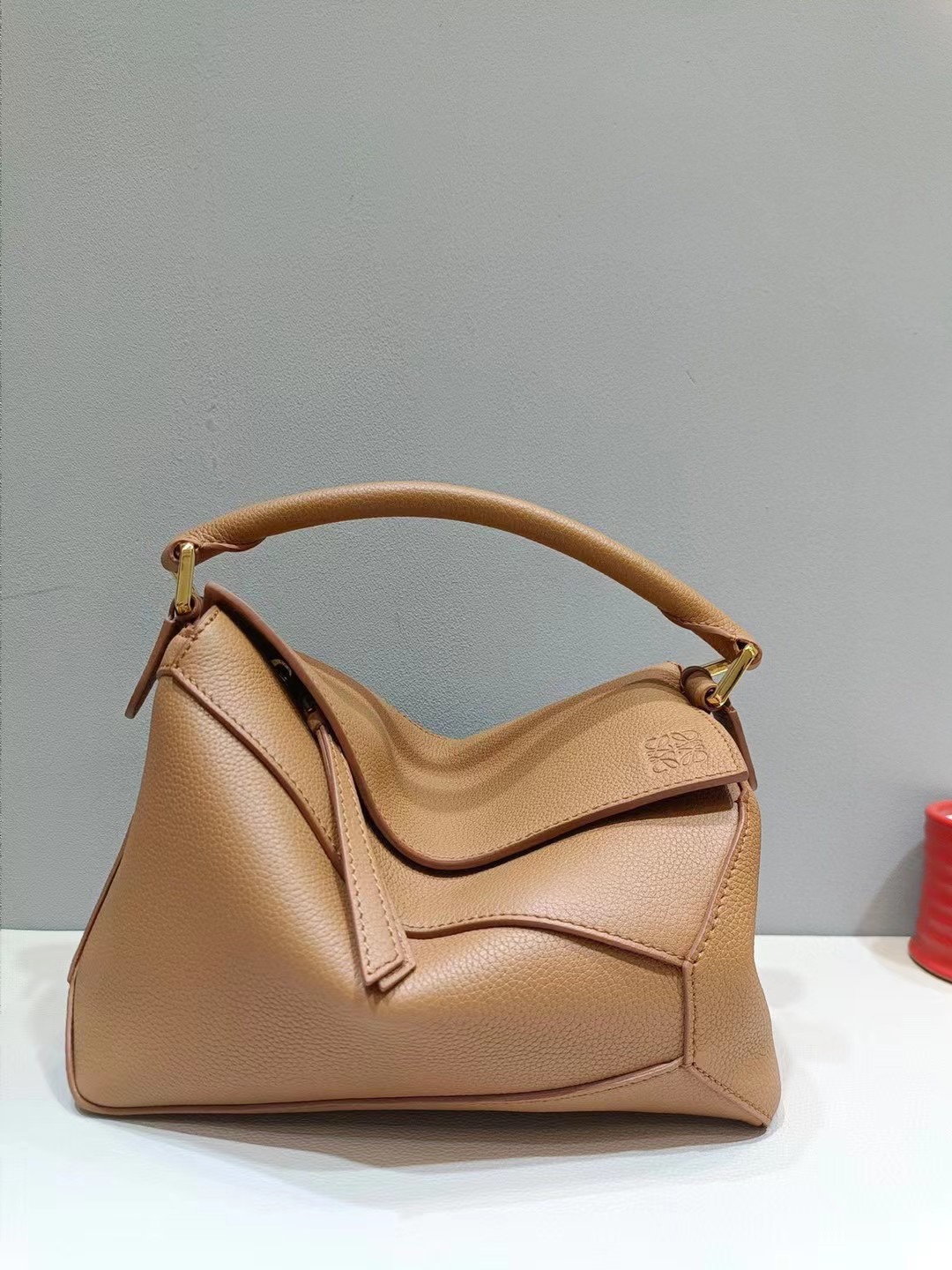 Loewe Small Puzzle Bag in Soft Grained Calfskin Toffee